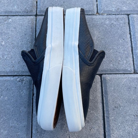 Vans Unisex W-5.5/M-4 Black Leather Snake Print Mules Casual Low Top Slip-Ons - Picture 4 of 7